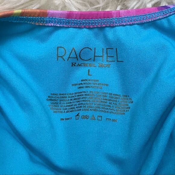 Rachel Roy Multi Stripe Watercolor One Piece Swimsuit L - Picture 6 of 6